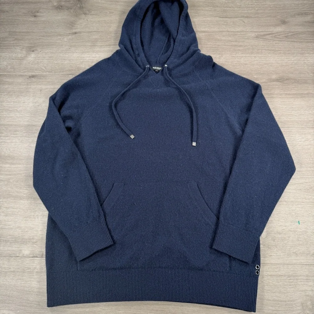 Ron Dorff Cashmere Sweater Hoodie XL Navy Blue Long Sleeve Hood